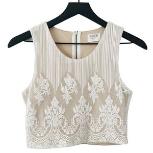 Sienna Sky Bohemian Lace Retro Romantic Sleeveless Cropped Top Blouse